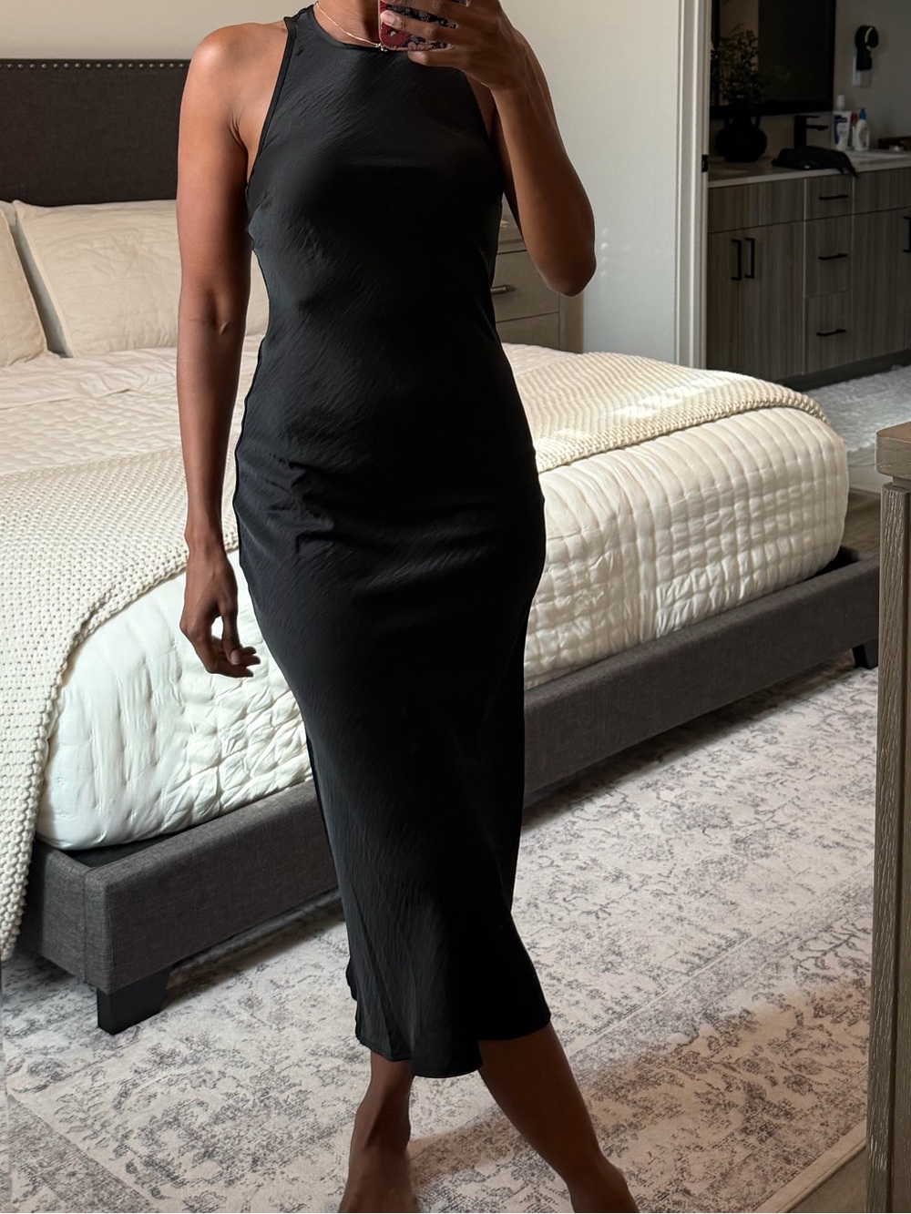 House of Harlow 1960 Black Midi Dress with Back Tie